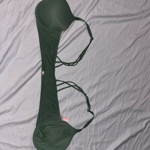 Pink Victoria’s Secret bra front clips sage green in color